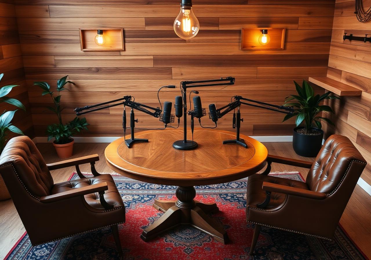 Studio A roundtable with four microphones